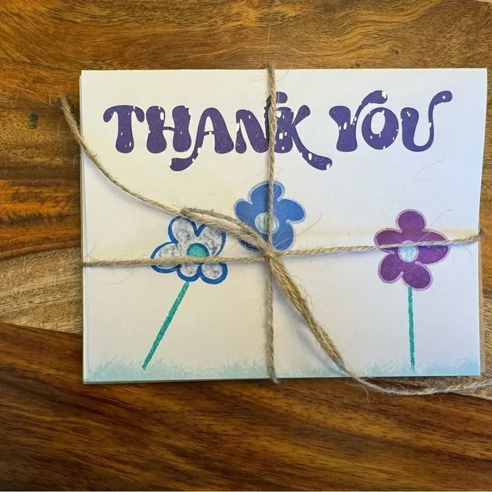 Thank You Cards Greeting Cards Blank Notes Set of 6 w Envelopes Flowers